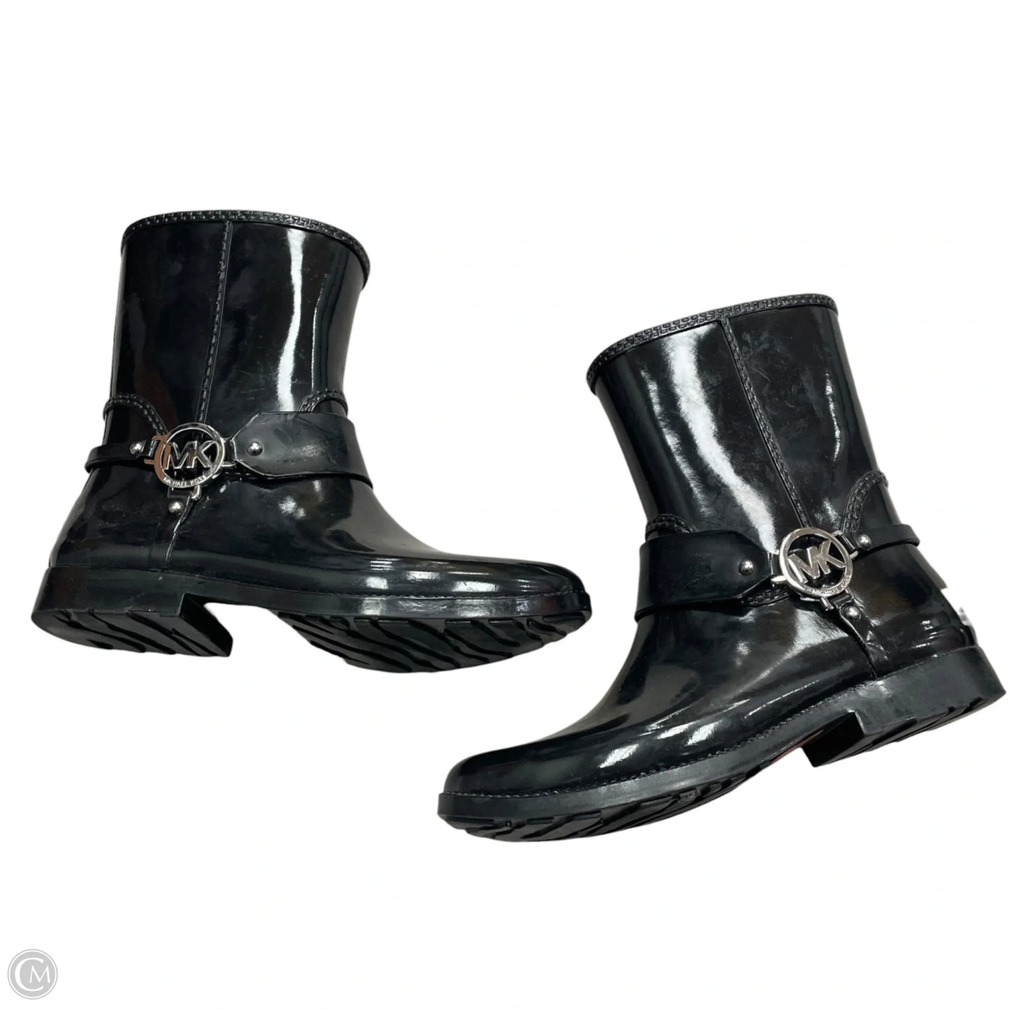 Boots Rain By Michael By Michael Kors In Black & Silver, Size: 9