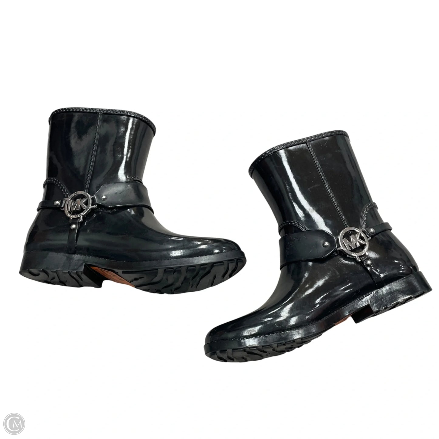 Boots Rain By Michael By Michael Kors In Black & Silver, Size: 9