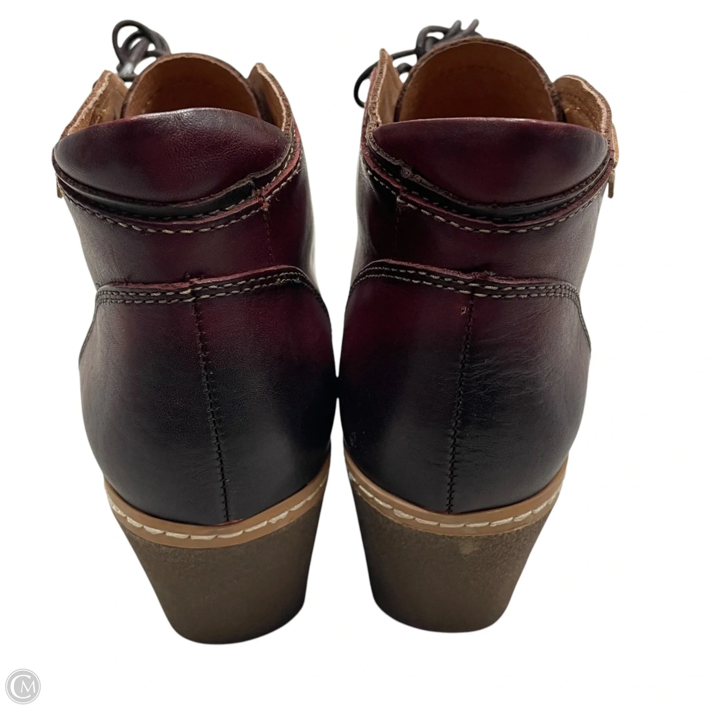 Boots Ankle Heels By Pikolinos In Maroon, Size: 9.5