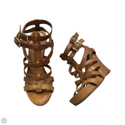 Sandals Heels Wedge By Ann Taylor In Tan, Size: 8
