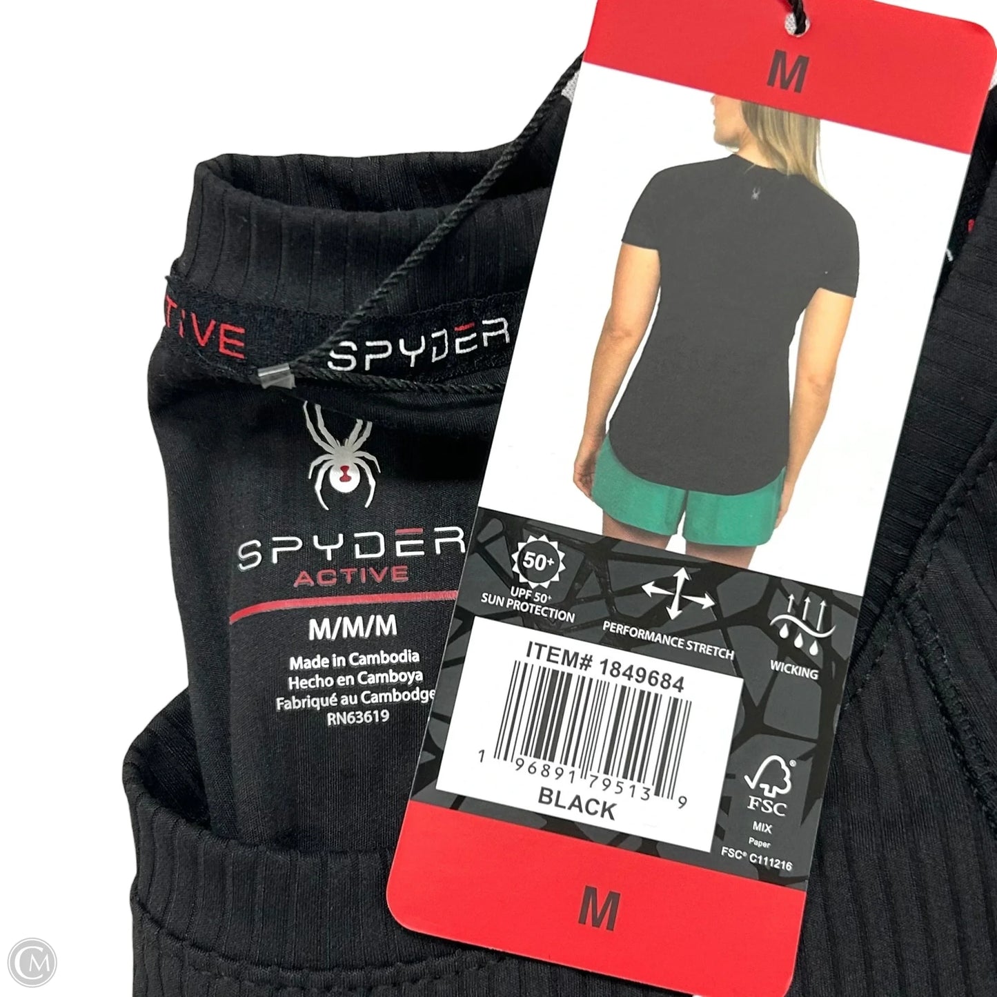 Athletic Top Short Sleeve By Spyder In Black, Size: M
