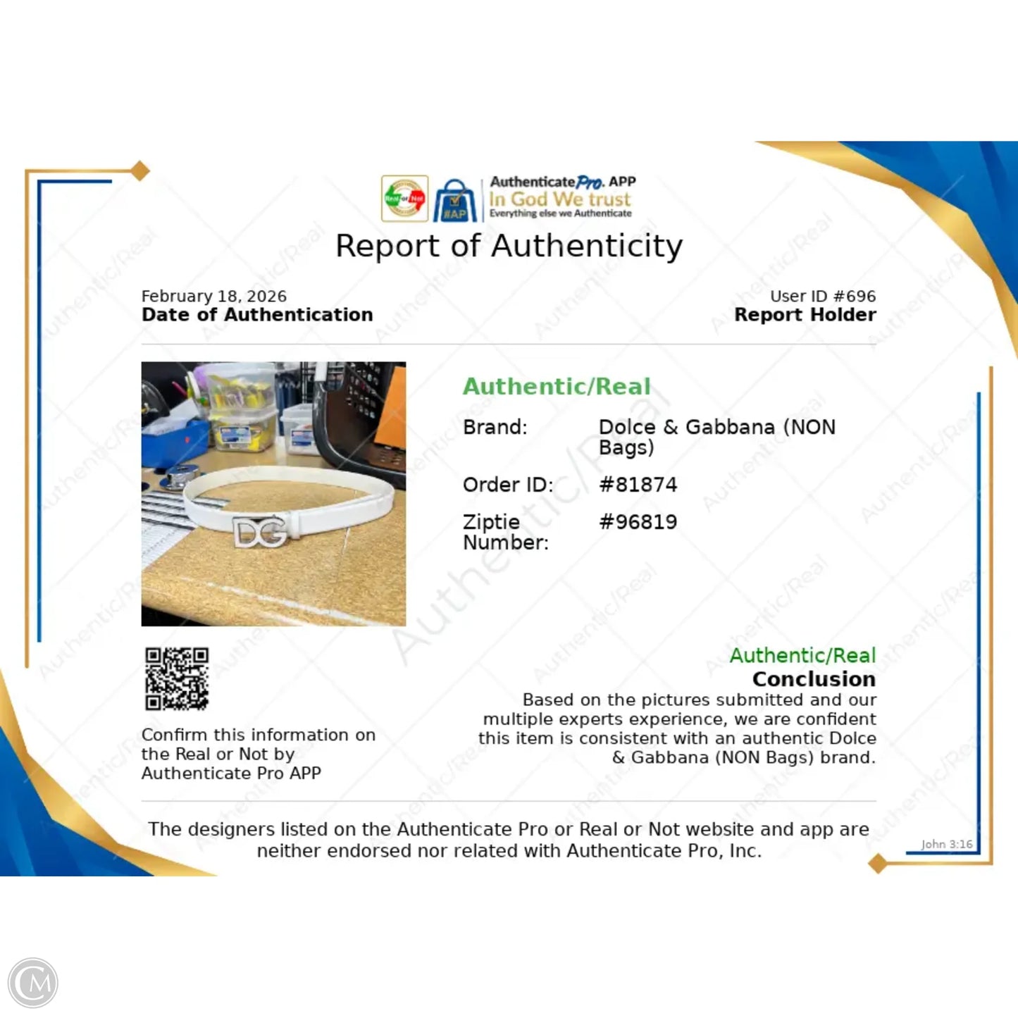 Belt Luxury Designer By Dolce And Gabbana, Size: Medium