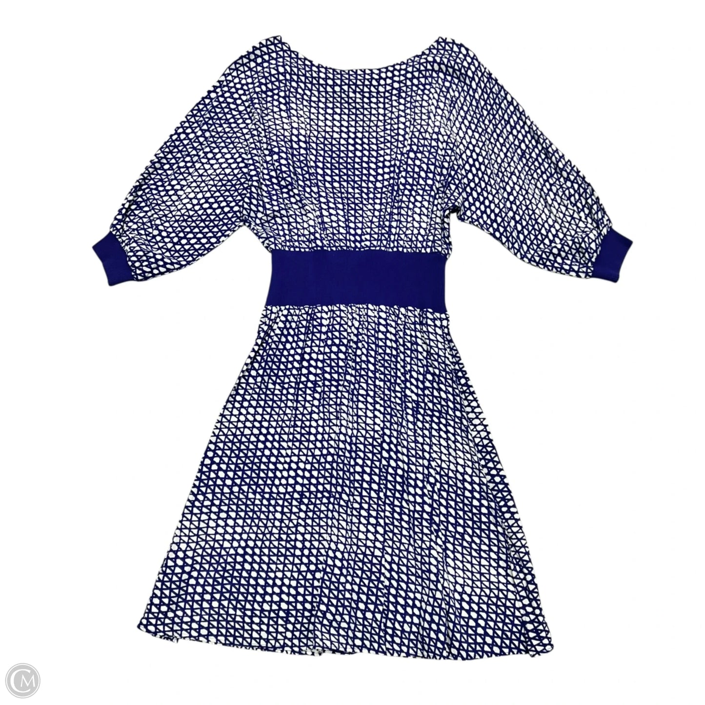 Dress Casual Midi By Maeve In Blue & White, Size: M