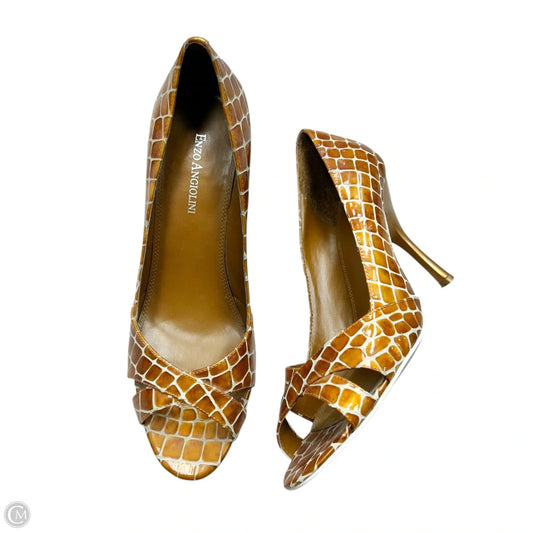 Sandals Heels Stiletto By Enzo Angiolini In Animal Print, Size: 9.5