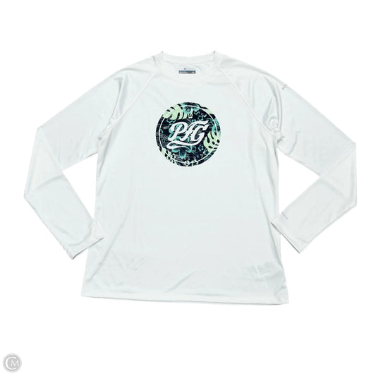 Athletic Top Long Sleeve Crewneck By Columbia In Blue & White, Size: L
