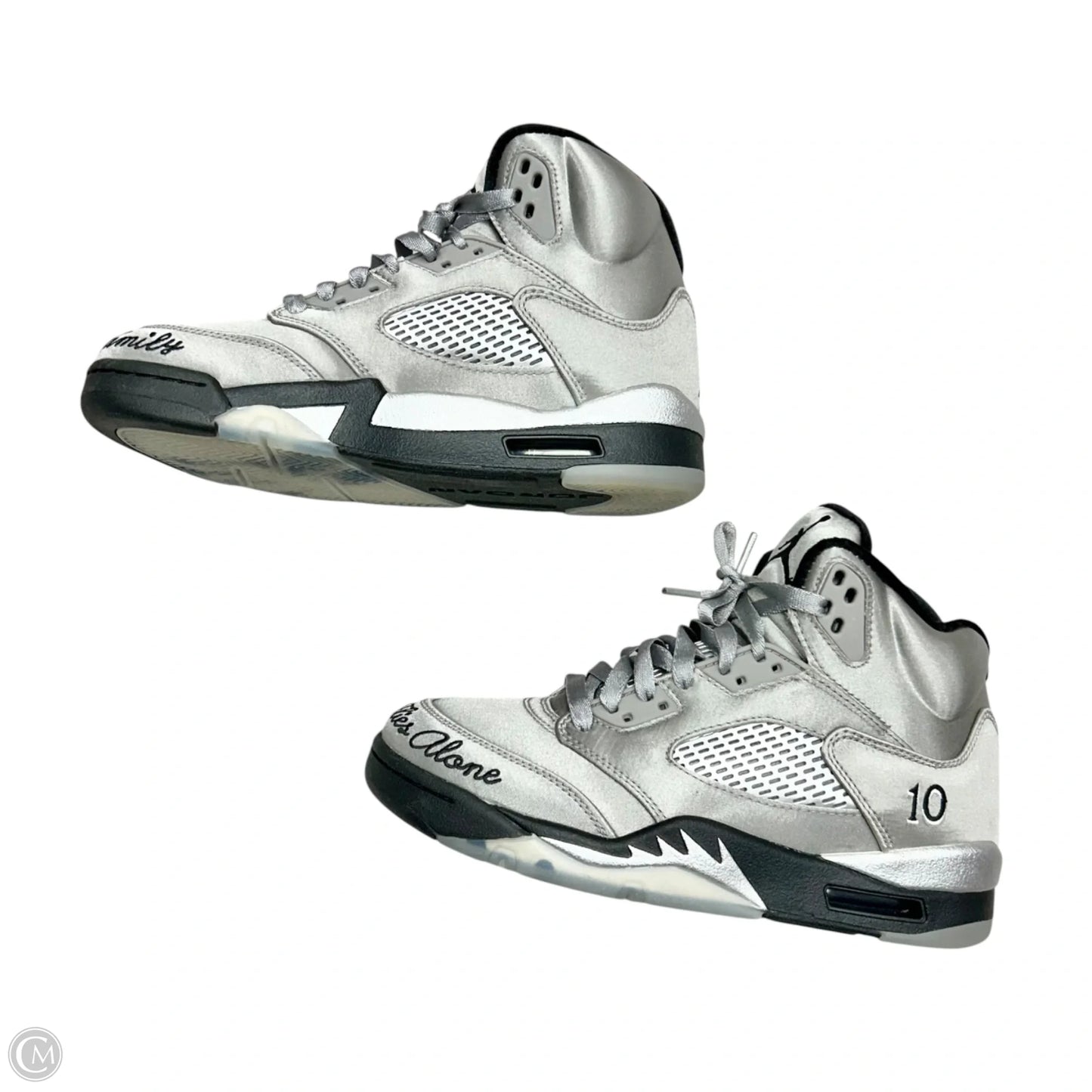 Shoes Luxury Designer By Jordan In Silver, Size: 7