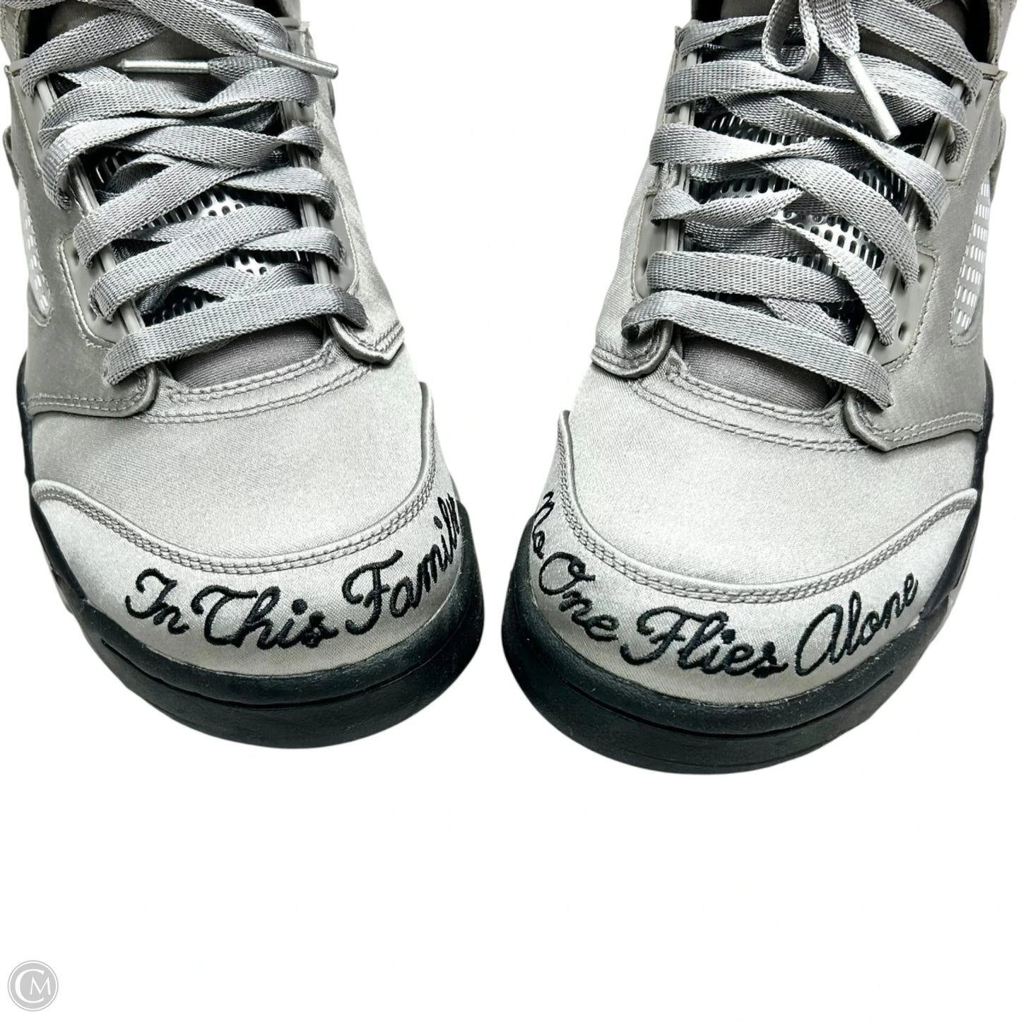 Shoes Luxury Designer By Jordan In Silver, Size: 7