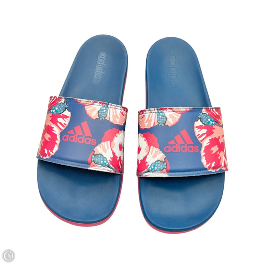 Sandals Flats By Adidas In Tropical Print, Size: 9