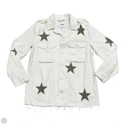 Jacket Denim By Pistola In White Denim, Size: S