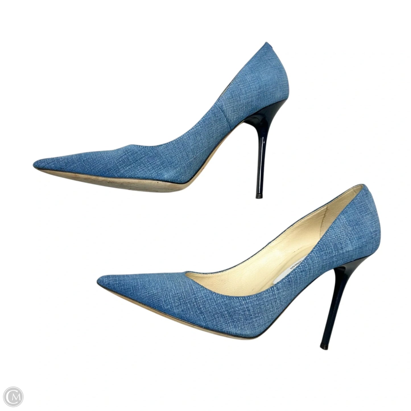 Shoes Luxury Designer By Jimmy Choo In Blue Denim, Size: 7.5