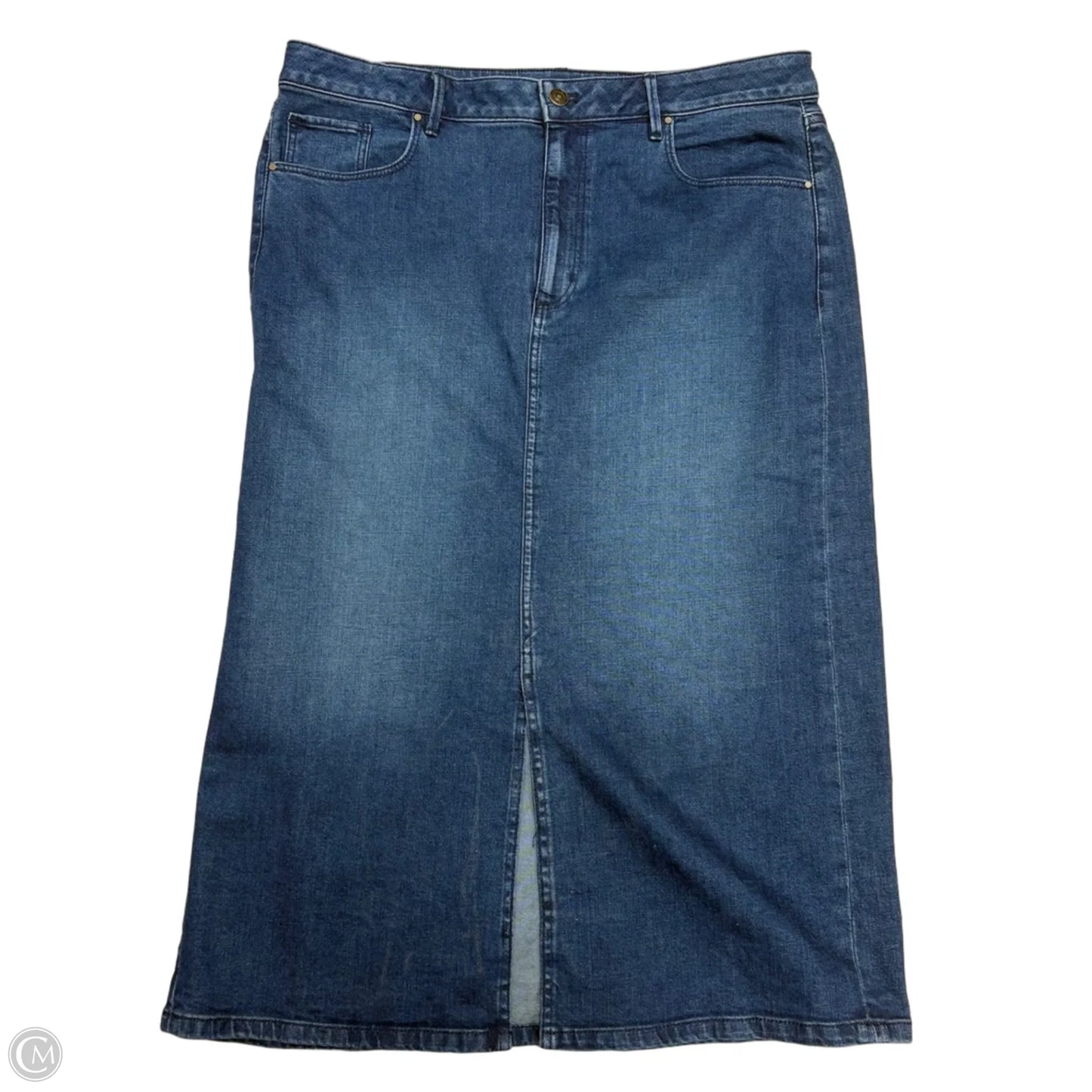 Skirt Midi By Ann Taylor In Blue Denim, Size: 14