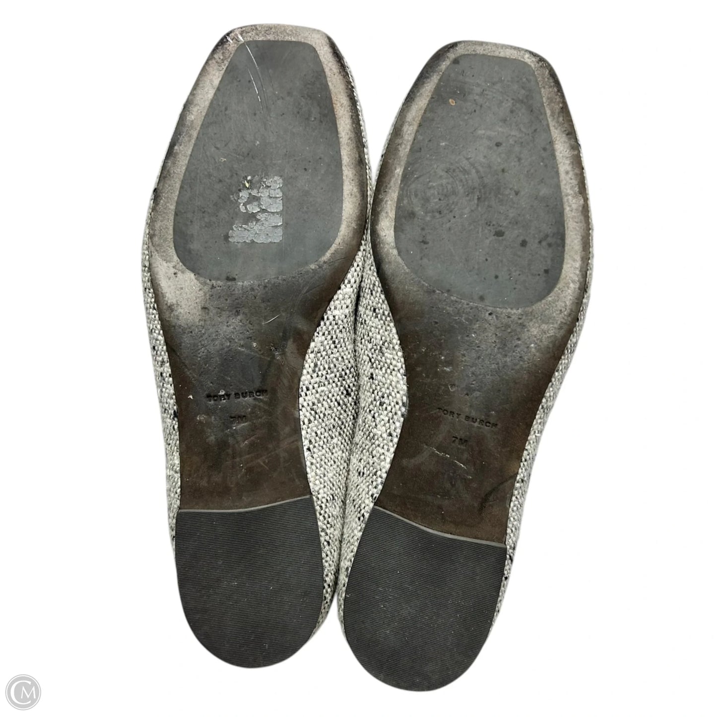 Shoes Designer By Tory Burch In Gold & Grey, Size: 7