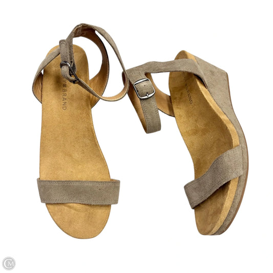 Sandals Heels Platform By Lucky Brand In Taupe, Size: 8.5