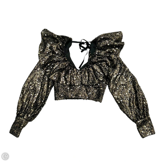 Top Long Sleeve By Tularosa In Black & Gold, Size: S