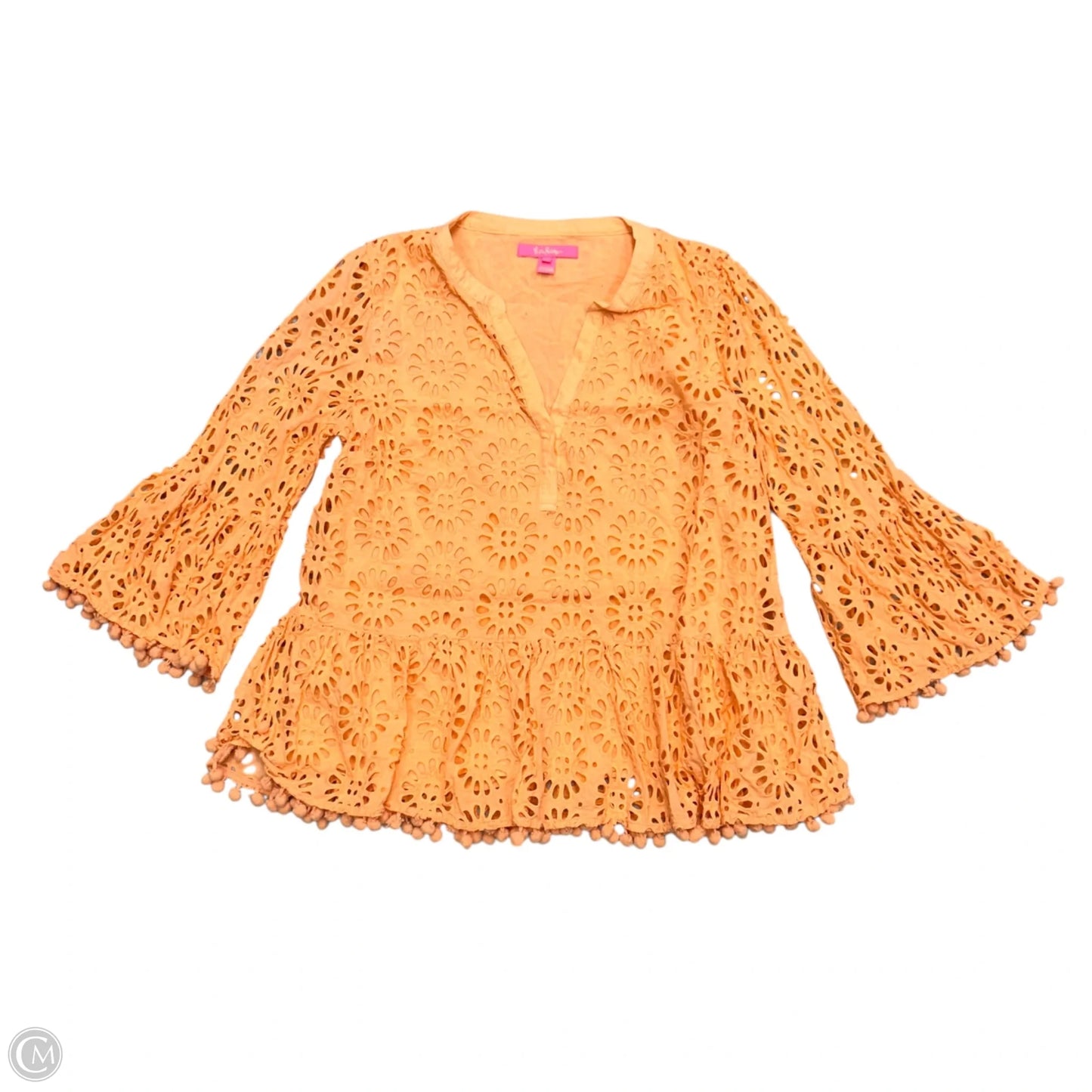 Top 3/4 Sleeve Designer By Lilly Pulitzer In Orange, Size: L