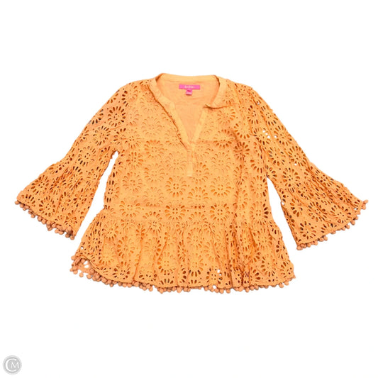 Top 3/4 Sleeve Designer By Lilly Pulitzer In Orange, Size: L