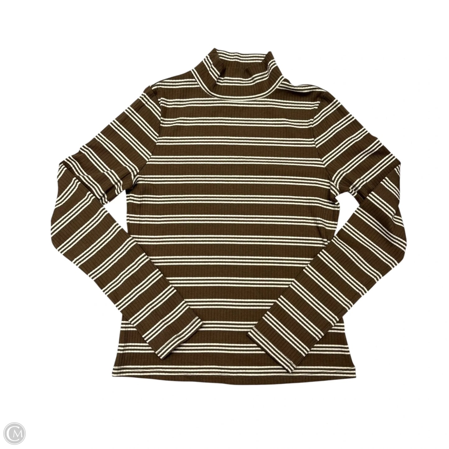 Top Long Sleeve By Maeve In Brown & Cream, Size: M