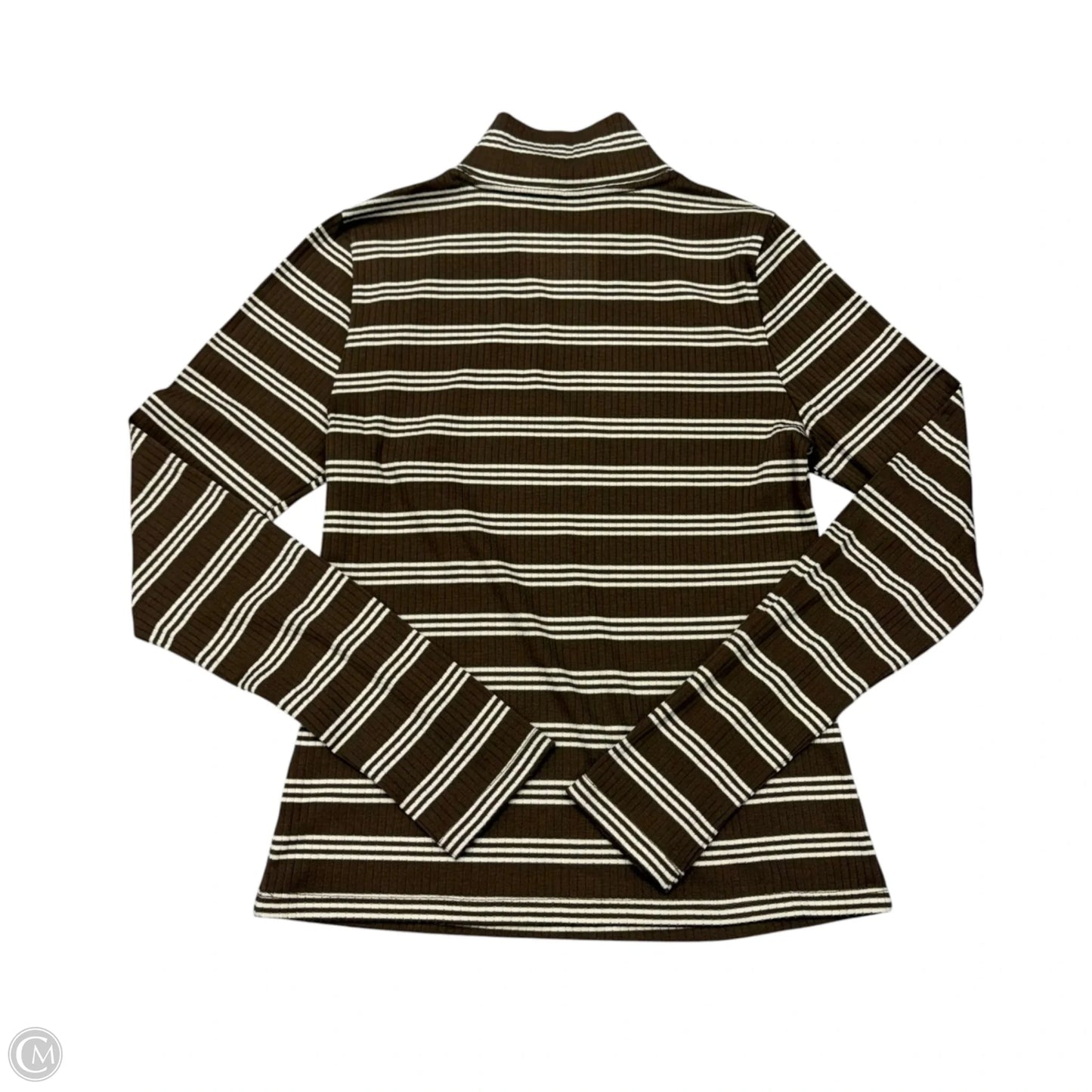 Top Long Sleeve By Maeve In Brown & Cream, Size: M