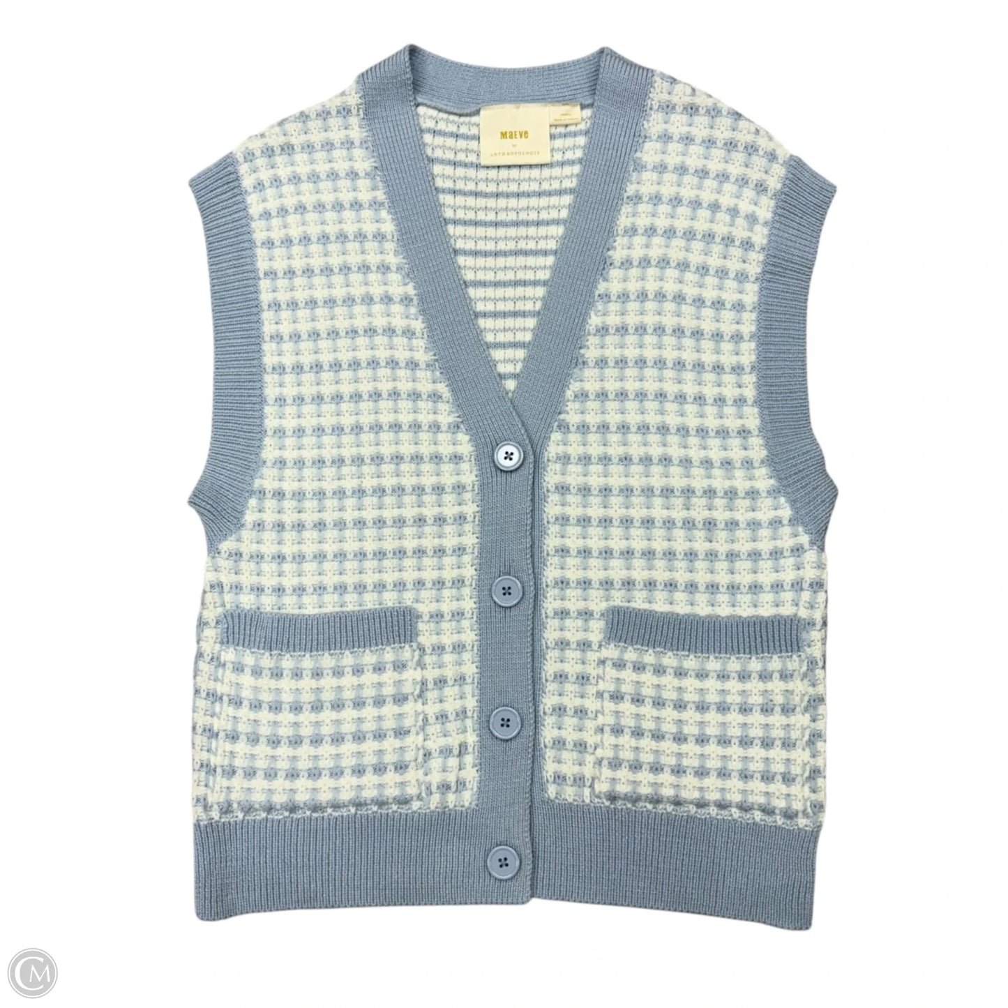 Vest Sweater By Maeve In Blue & White, Size: Xs