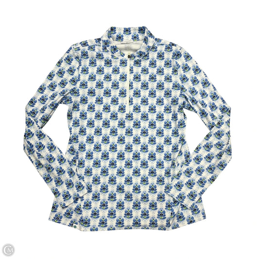 Athletic Top Long Sleeve Collar By Sigrid Olsen In Blue & White, Size: M