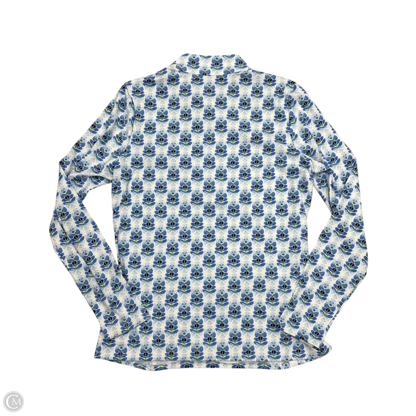 Athletic Top Long Sleeve Collar By Sigrid Olsen In Blue & White, Size: M