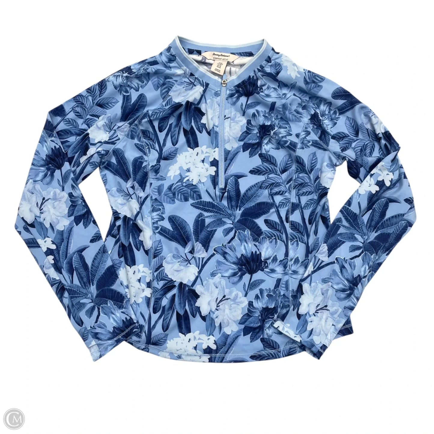 Athletic Top Long Sleeve Collar By Tommy Bahama In Tropical Print, Size: M