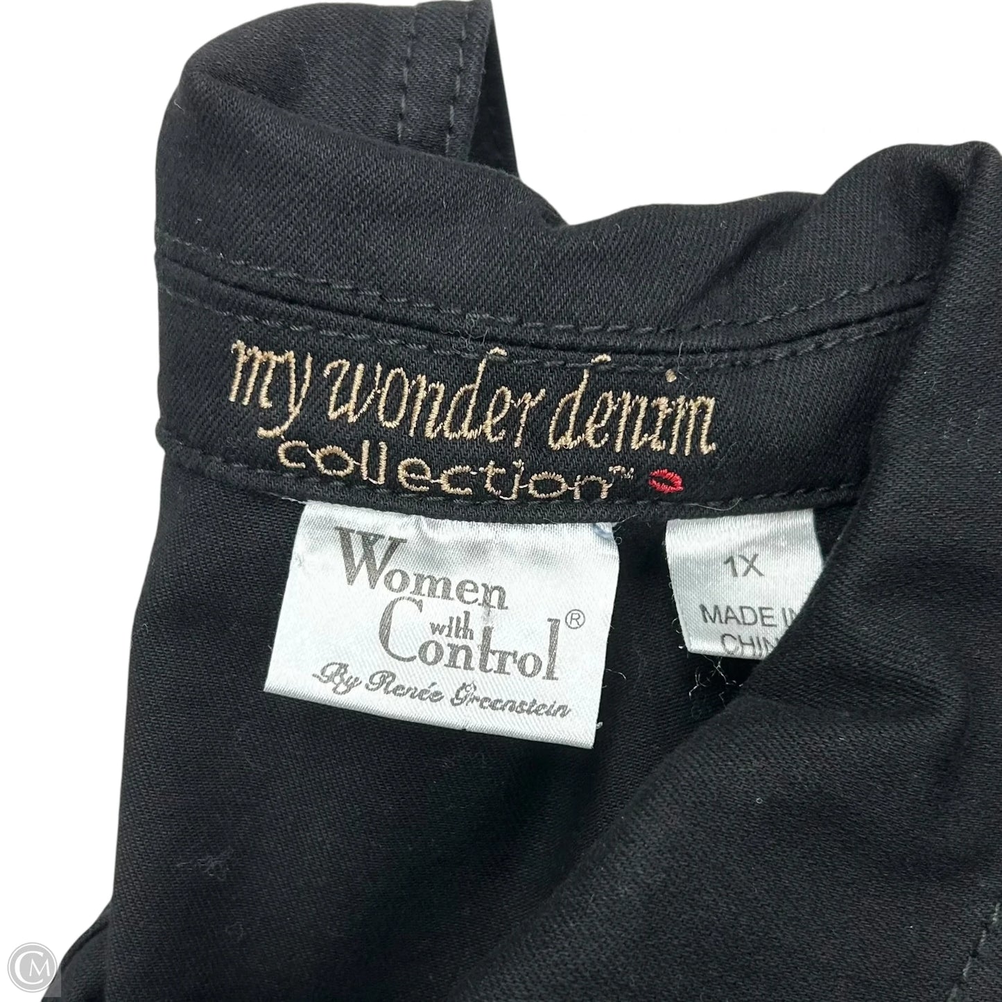 Jacket Denim By Women With Control In Black Denim, Size: 1x
