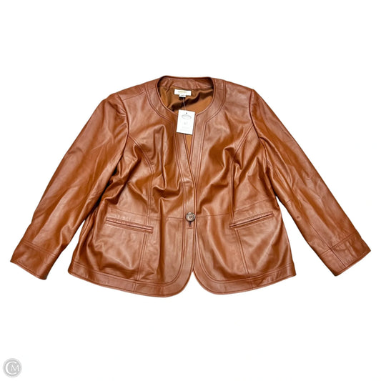 Jacket Leather By Talbots In Brown, Size: 1x