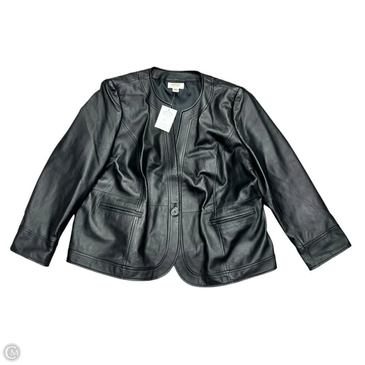 Jacket Leather By Talbots In Black, Size: 1x
