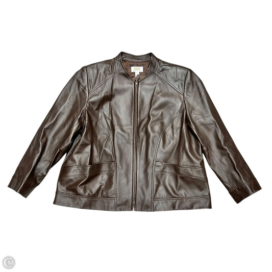 Jacket Leather By Talbots In Brown, Size: 1x