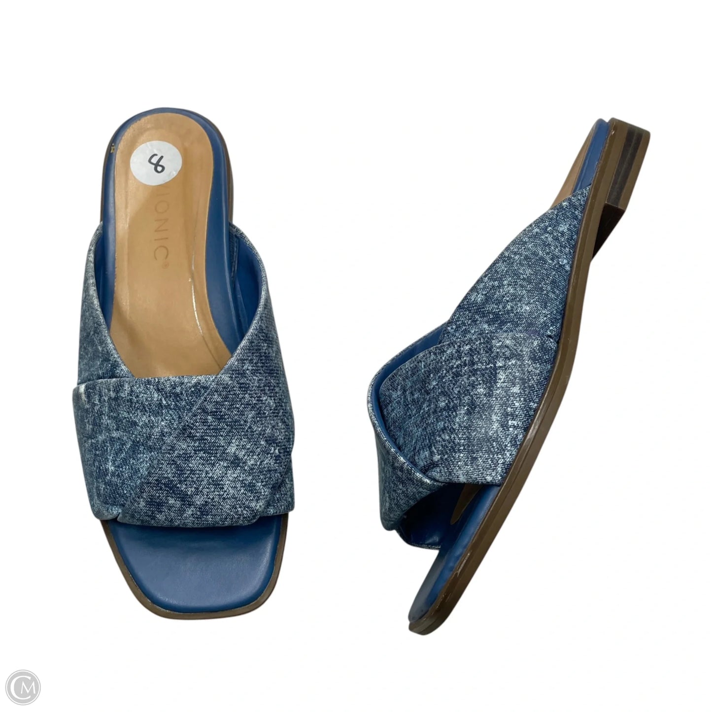 Sandals Flats By Vionic In Blue Denim, Size: 8