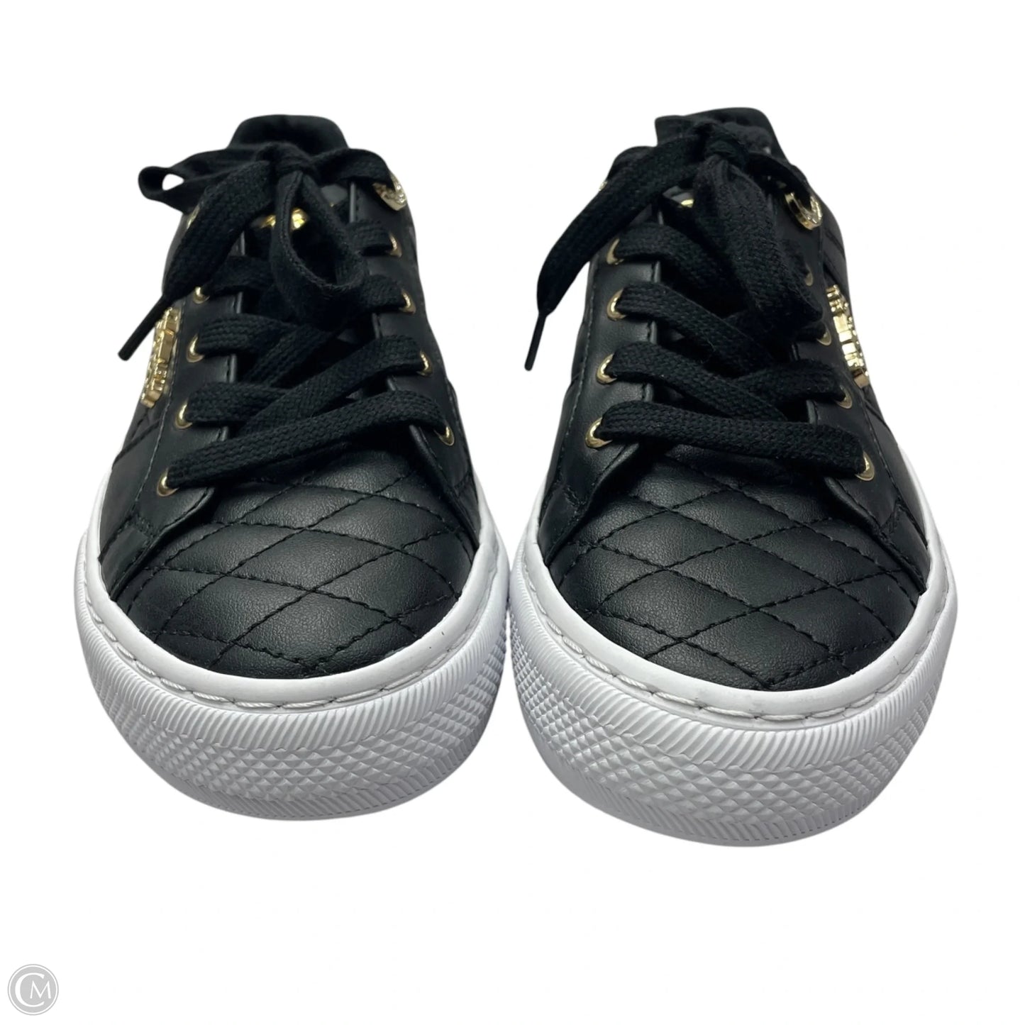 Shoes Sneakers By Guess In Black & Gold, Size: 5