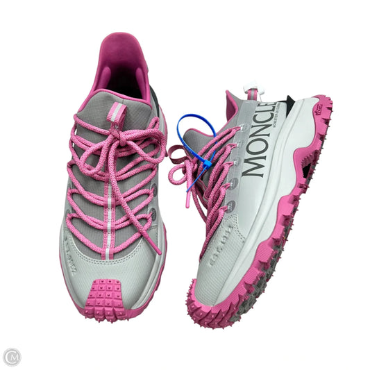 Shoes Luxury Designer By Moncler In Grey & Pink, Size: 6.5