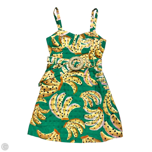 Dress Casual Short By Farm Rio In Green & Yellow, Size: Xs
