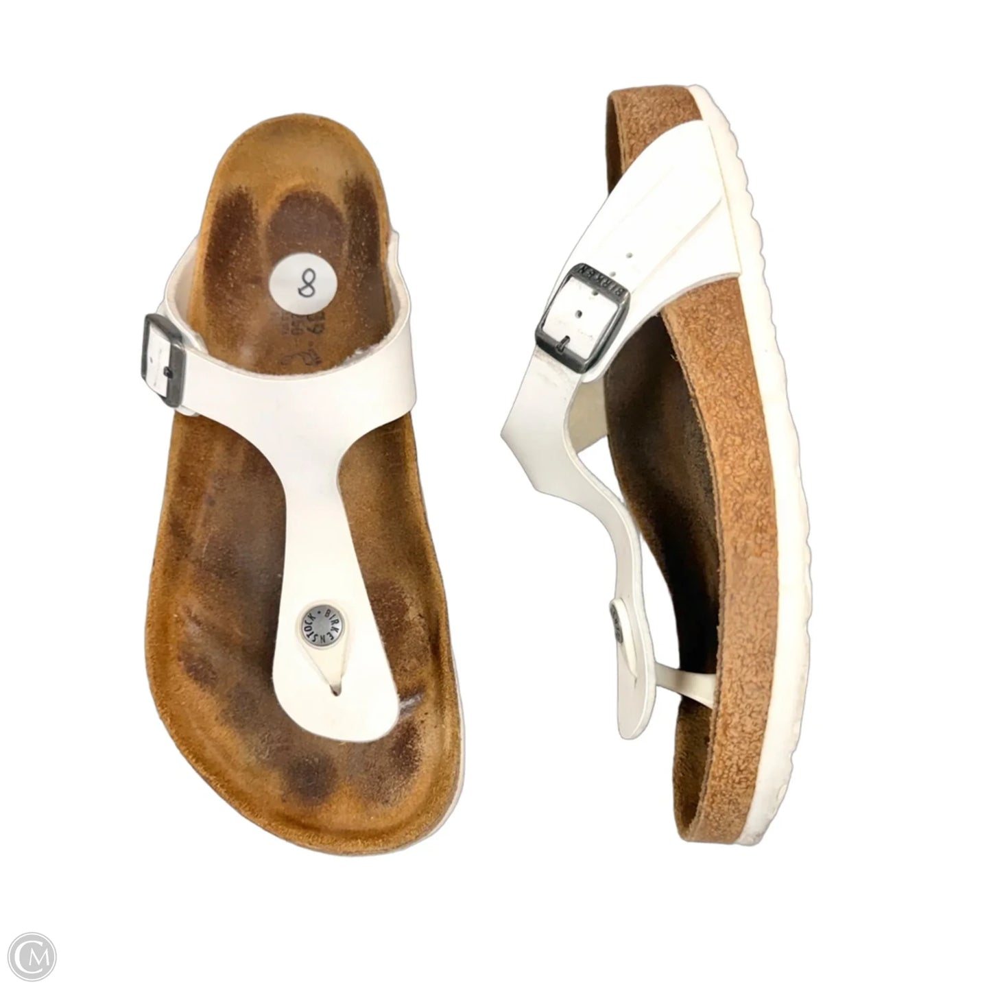 Sandals Flats By Birkenstock In White, Size: 8