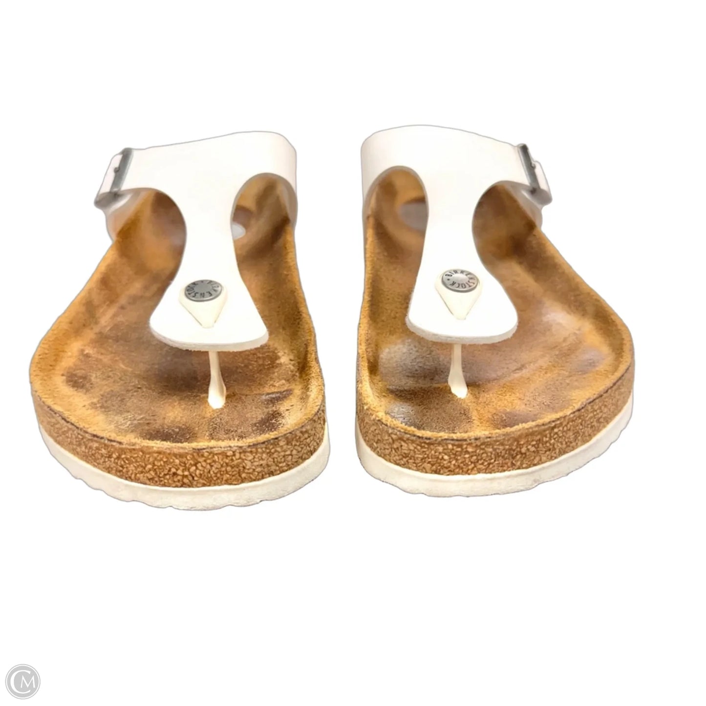 Sandals Flats By Birkenstock In White, Size: 8