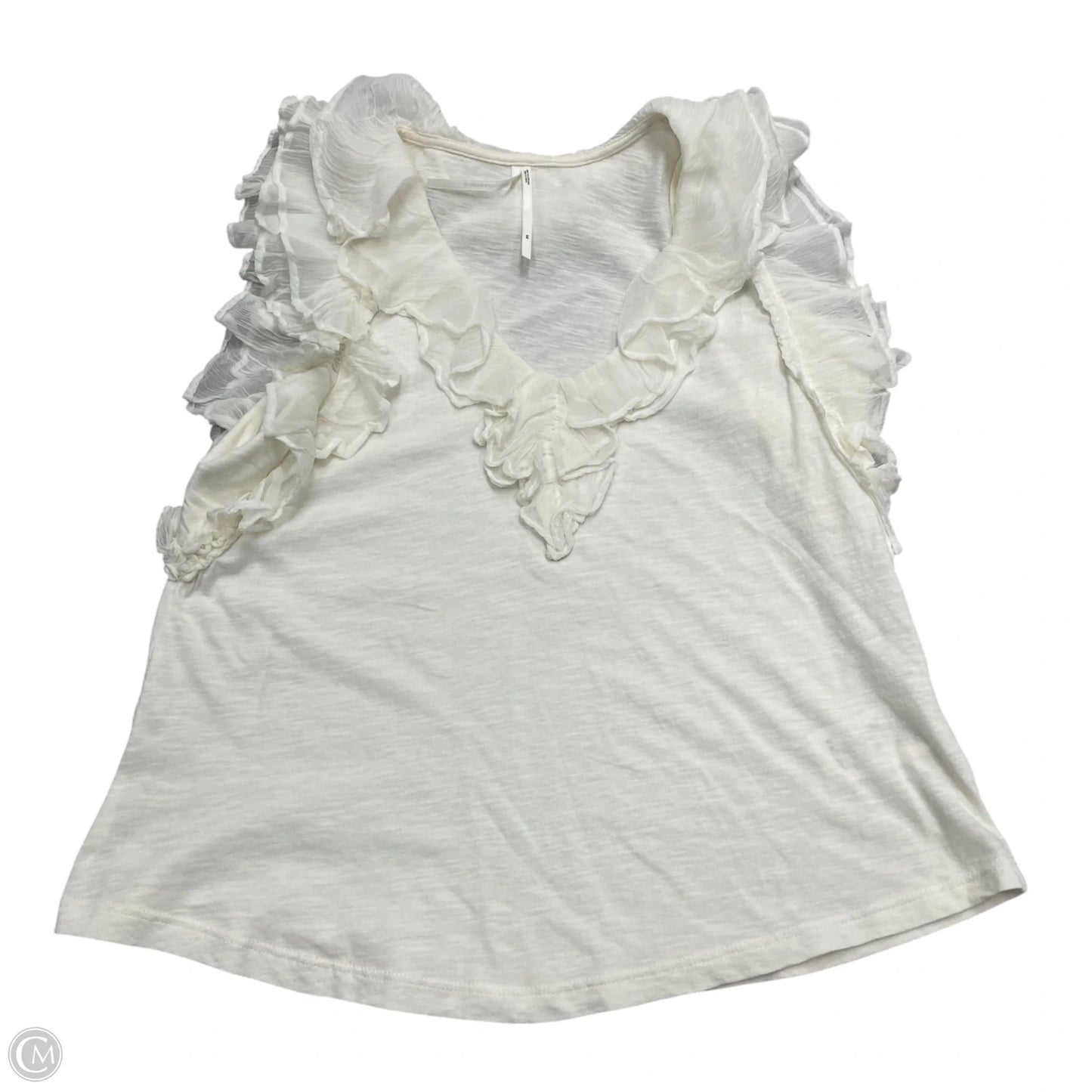Top Short Sleeve By Anthropologie In Cream, Size: Xs
