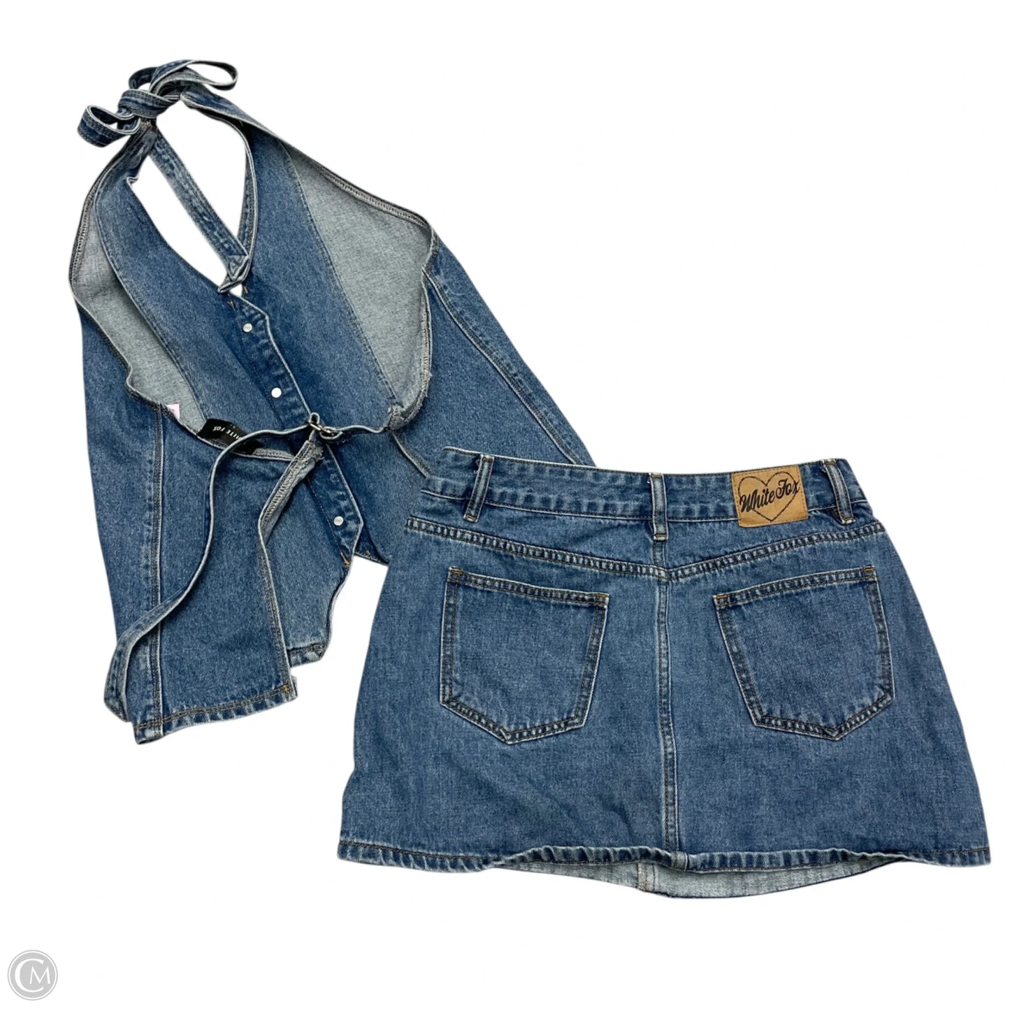 Skirt Set 2pc By White Fox In Blue Denim, Size: S/M