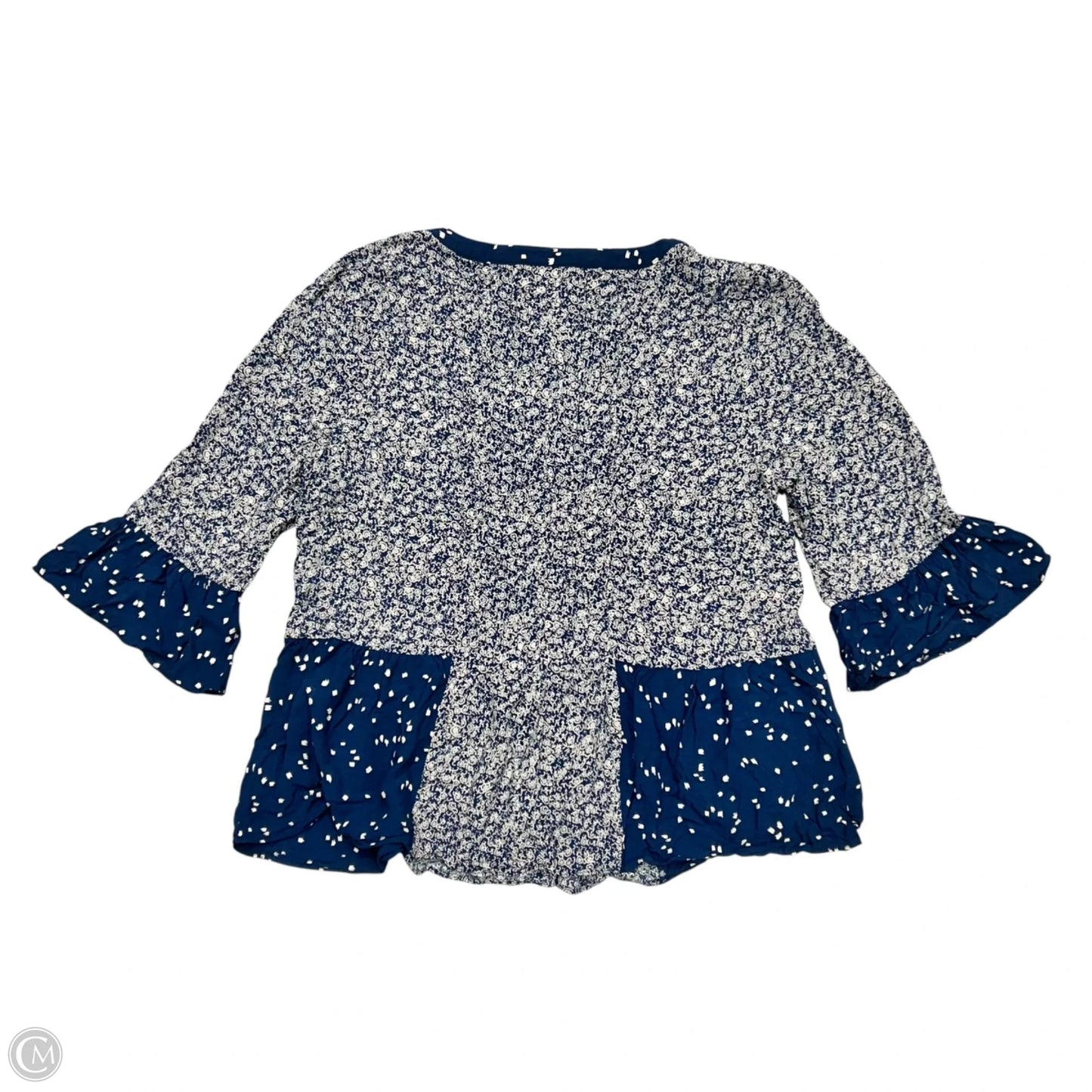 Top 3/4 Sleeve By Maeve In Blue & Cream, Size: M
