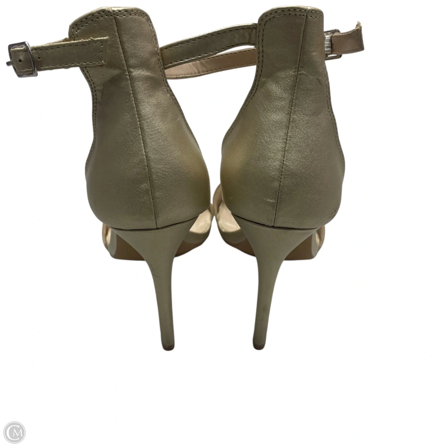 Sandals Heels Stiletto By Boohoo Boutique In Gold, Size: 9