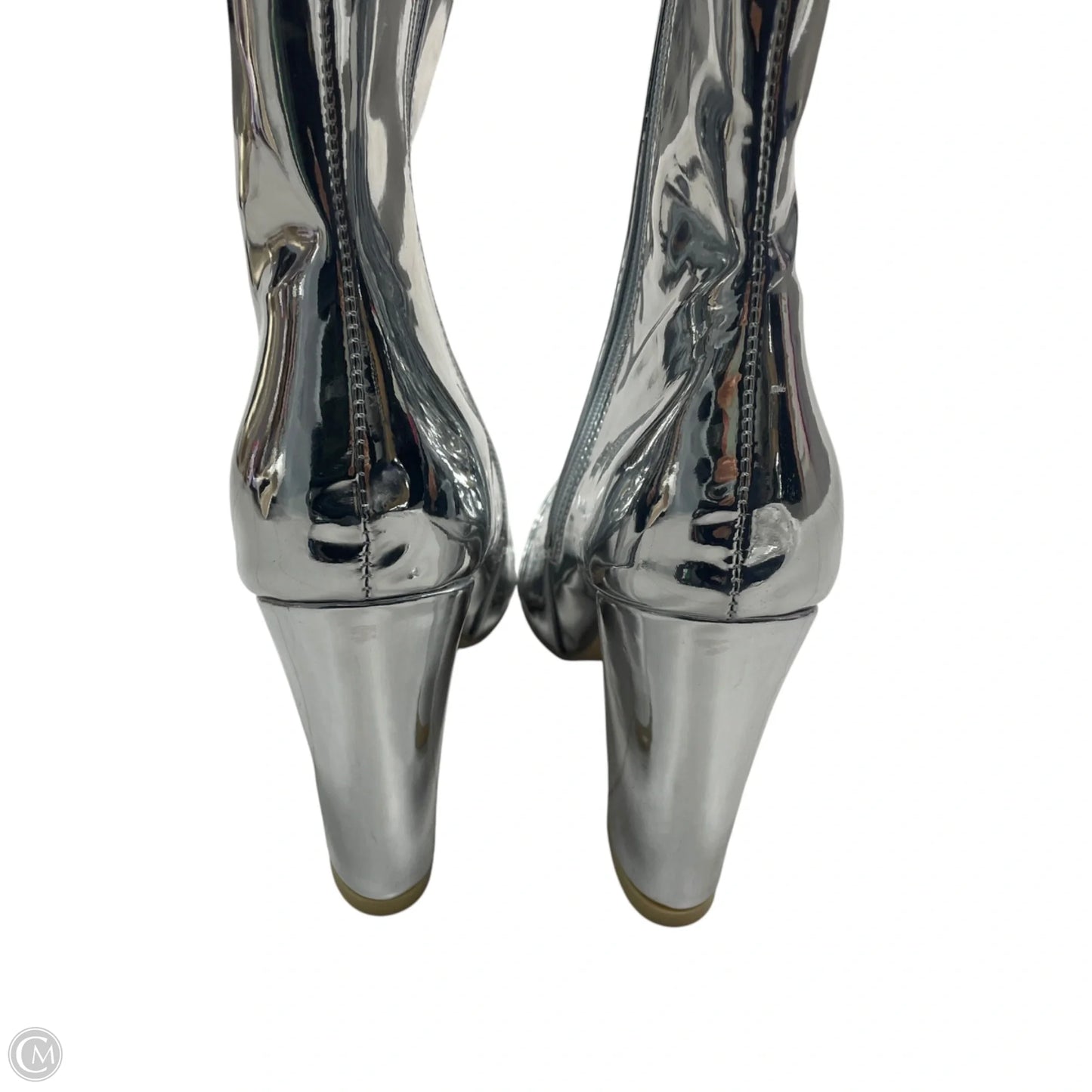 Boots Ankle Heels In Silver, Size: 9
