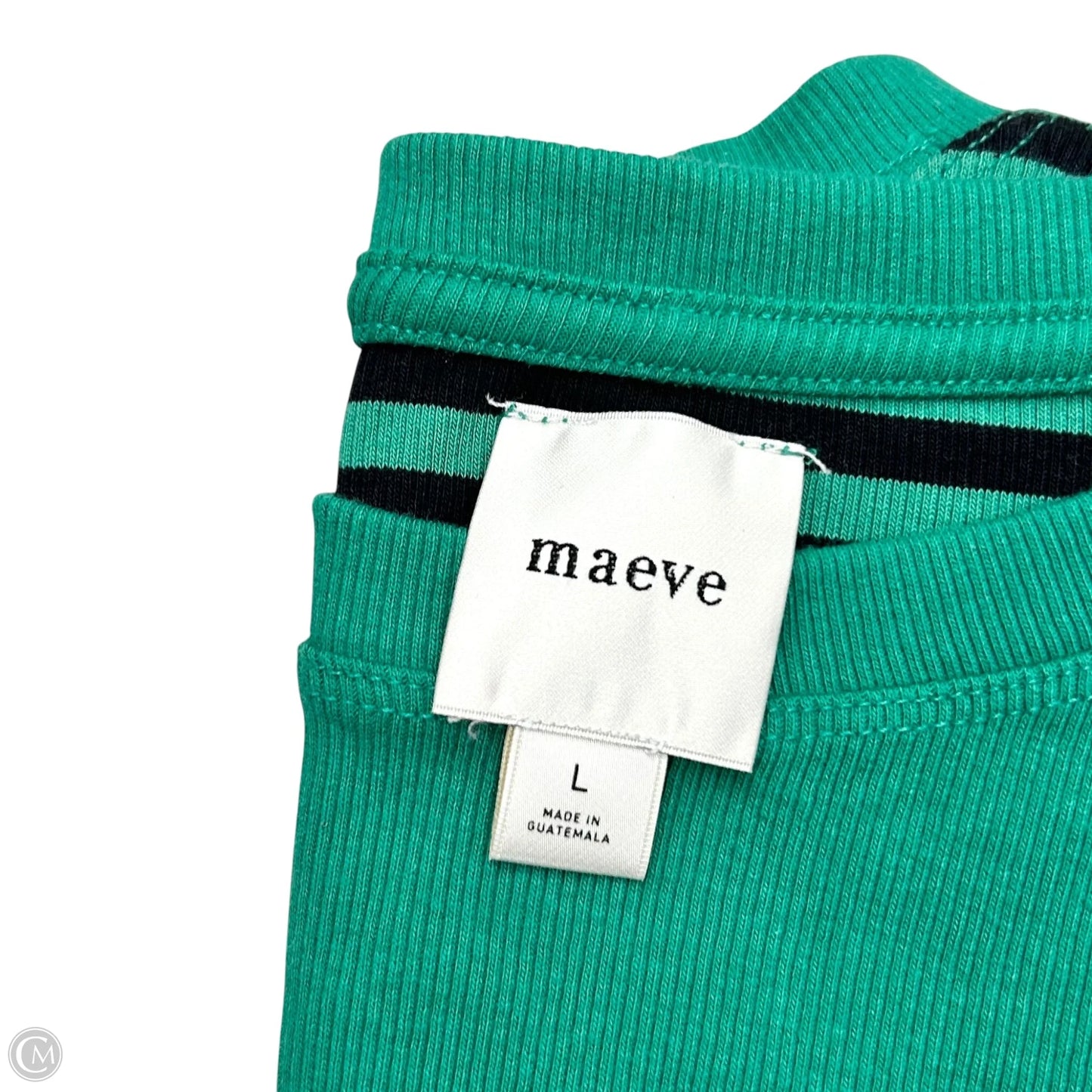 Top Short Sleeve By Maeve In Black & Green, Size: L
