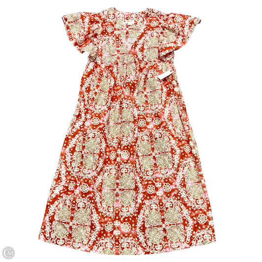 Dress Casual Midi By Maeve In Cream & Red, Size: S