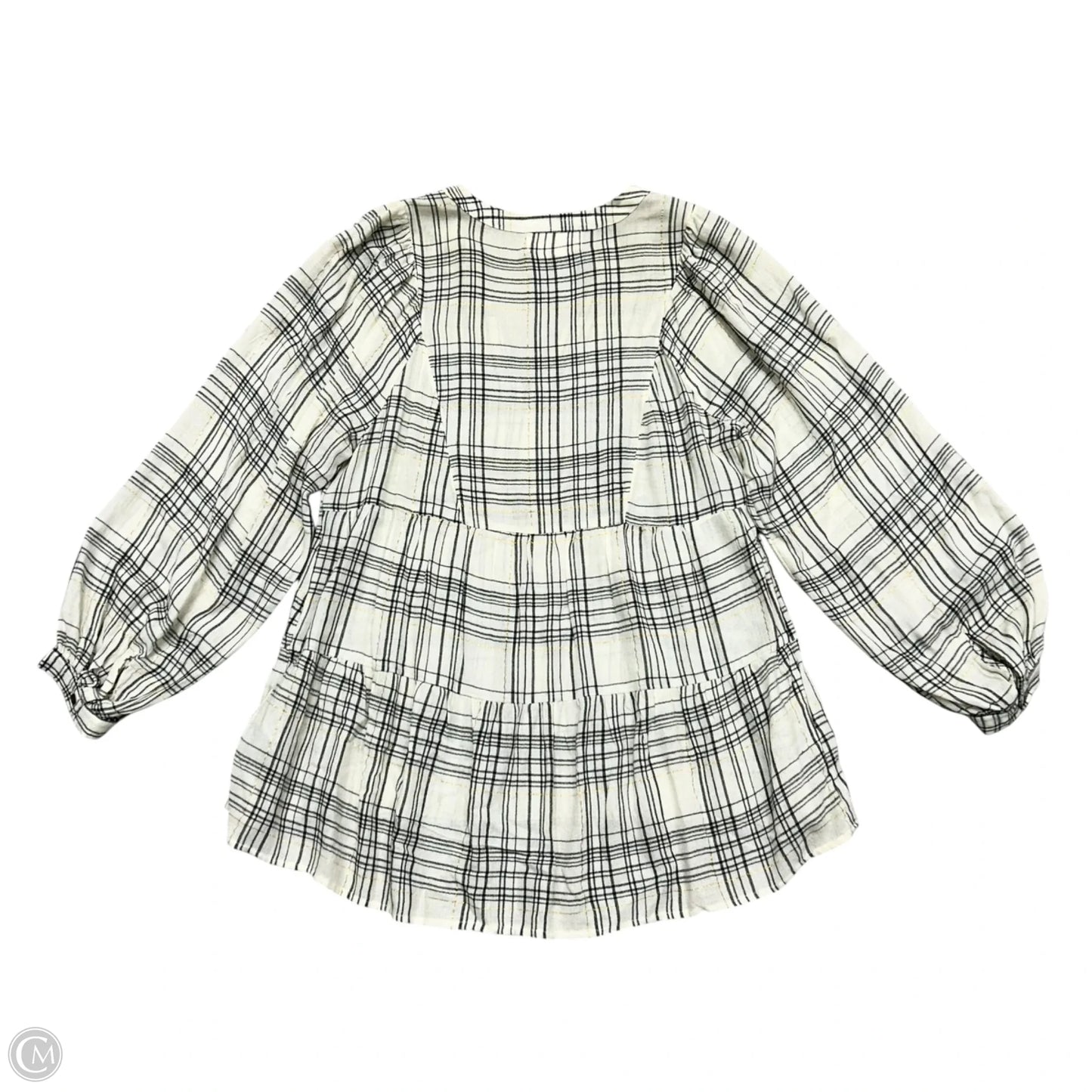 Top 3/4 Sleeve By Anthropologie In Plaid Pattern, Size: S