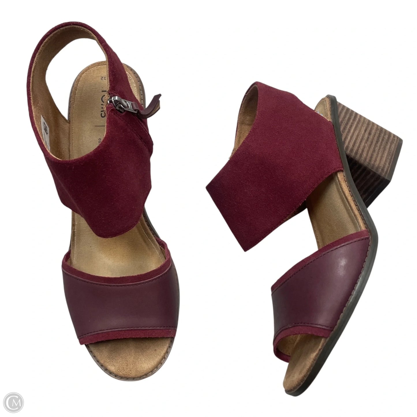 Sandals Heels Block By Toms In Maroon, Size: 12