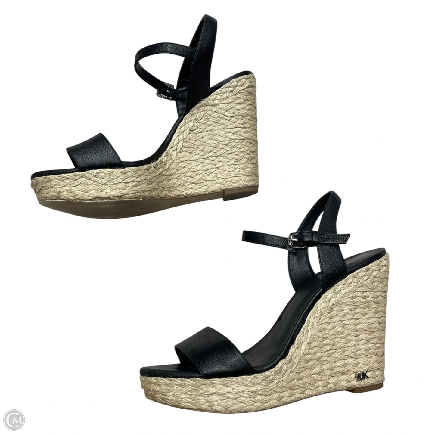 Sandals Heels Wedge By Michael By Michael Kors In Black & Cream, Size: 7.5
