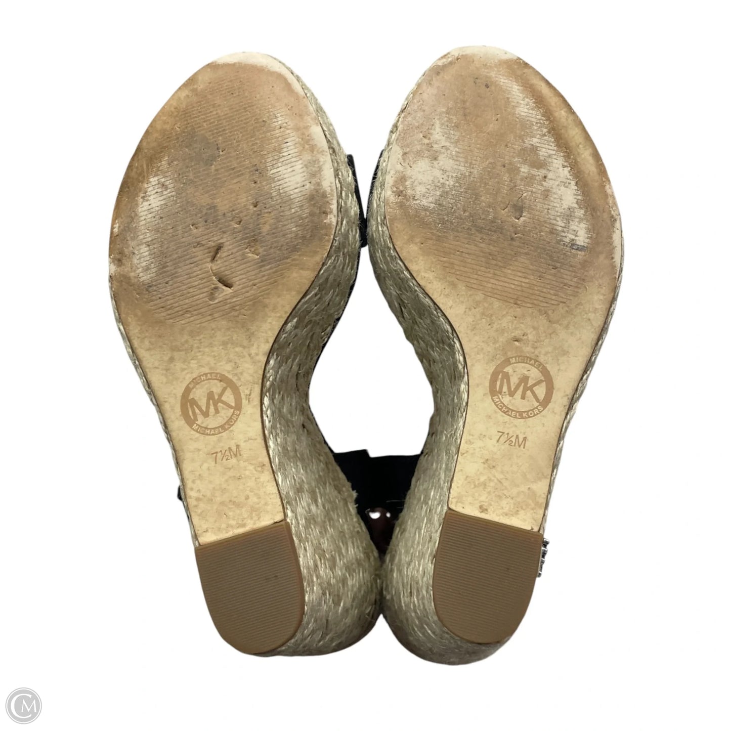 Sandals Heels Wedge By Michael By Michael Kors In Black & Cream, Size: 7.5