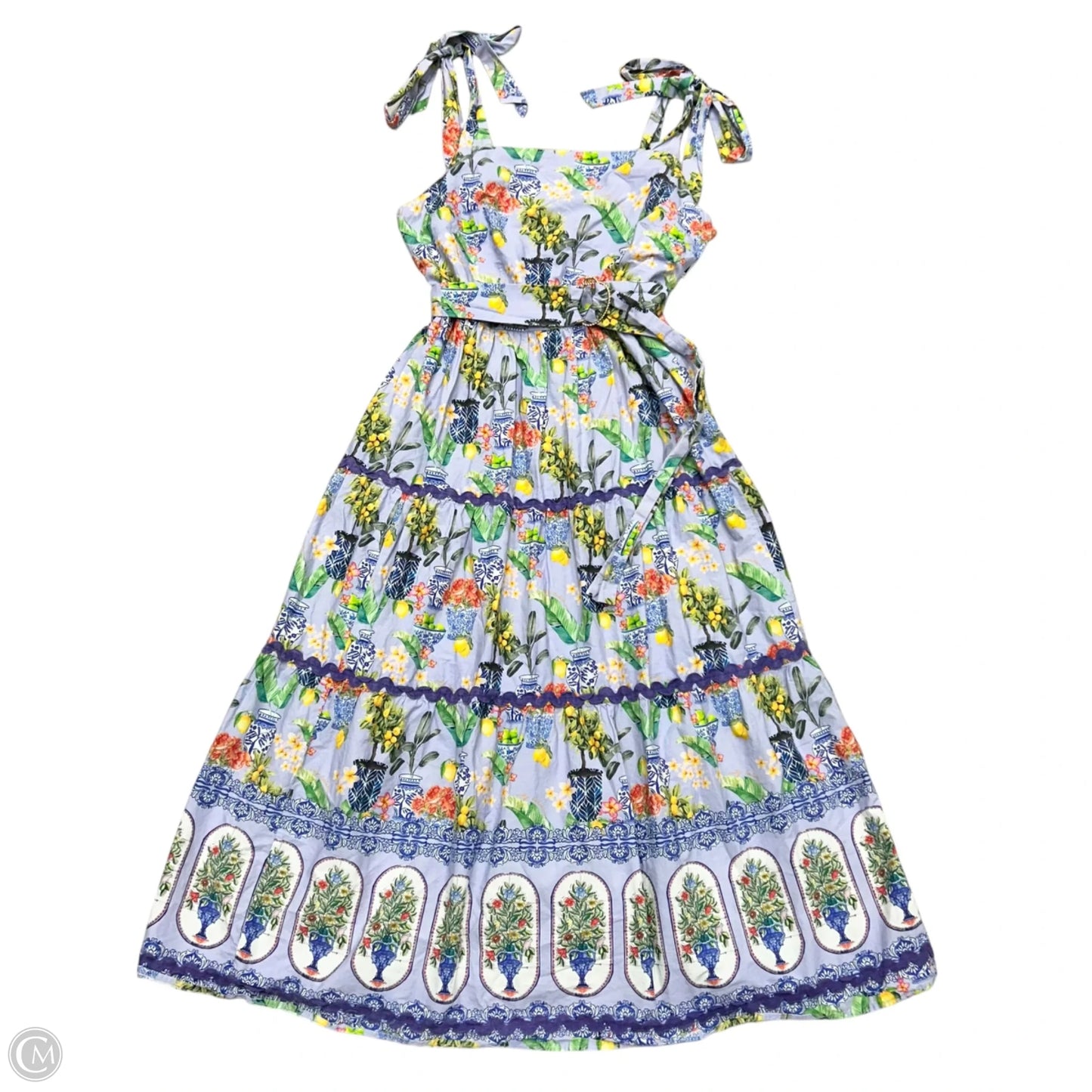 Dress Casual Maxi By Emily Lovelock In Purple & Yellow, Size: M