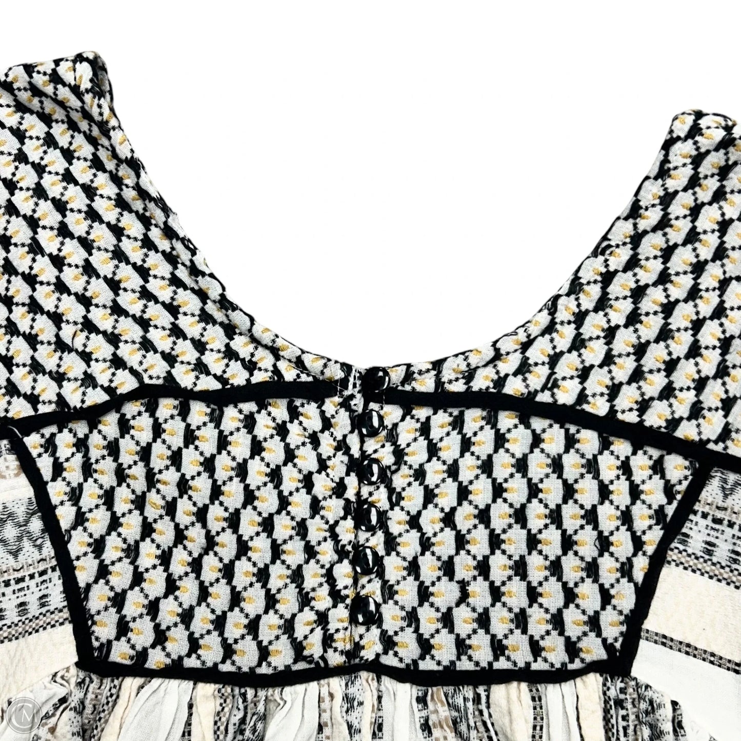 Top Short Sleeve By Free People In Black & Cream, Size: S