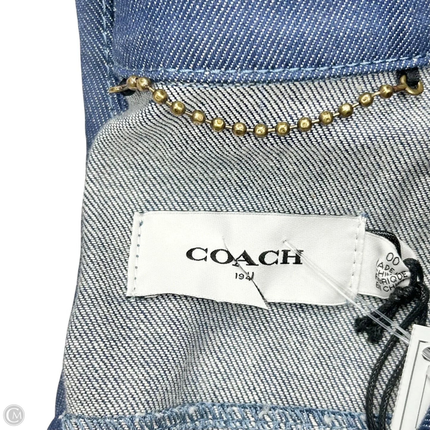 Jacket Designer By Coach In Blue Denim, Size: Xs